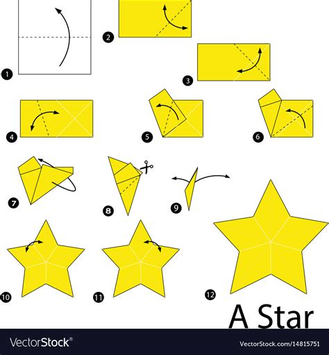 Step Instructions How To Make Origami A Star Vector Image