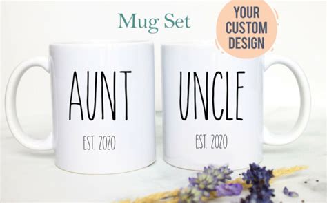 Personalized Aunt And Uncle Mug Set 4 Aunt Uncle Est Gift Custom Aunt