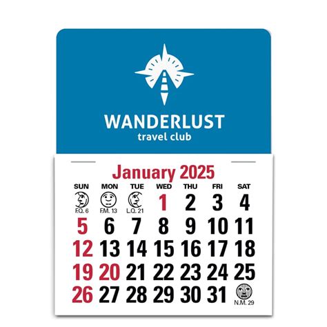 Custom 2025 Standard Press N Stick Calendar W Logo Crestline