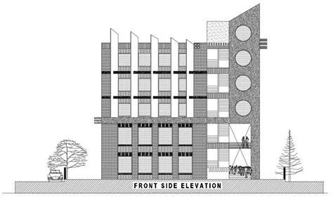 Elevation Of Hotel Building Detail D View Layout File In Autocad