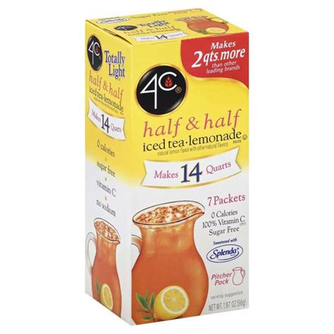 4c Foods Half And Half Mix Iced Tea Lemonade Sugar Free Pitcher Pack