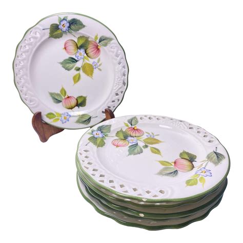 2000s Salad Plates Designed By Brunelli Made In Italy Fig Floral Set