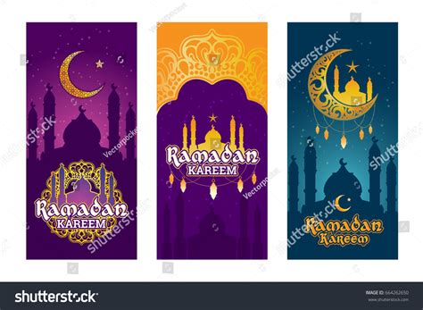 Collection Vector Colored Banners Ramadan Kareem Stock Vector Royalty