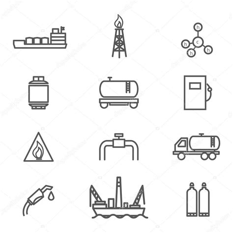 Natural Gas Line Icons Set — Stock Vector © Mssa 72127371