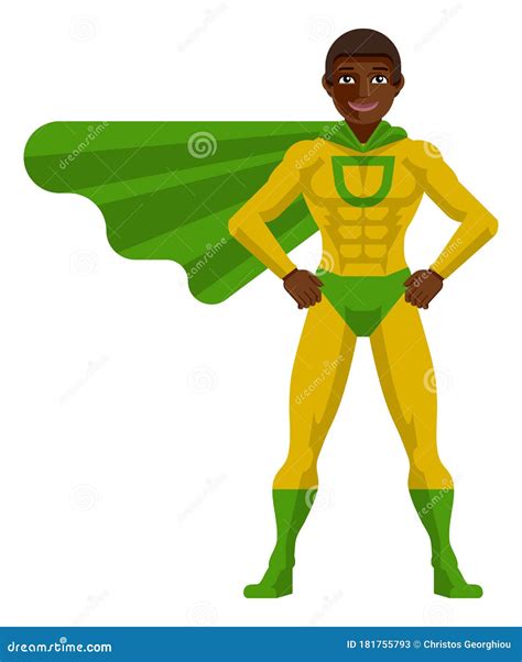 Black Superhero Man Cartoon Stock Vector Illustration Of Confidence