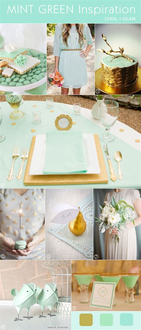 Mod Glam Wedding Inspiration Mint Green And Gold