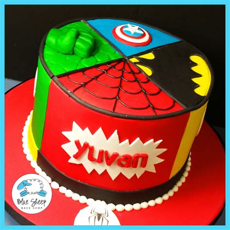 Superhero Birthday Cake Blue Sheep Bake Shop