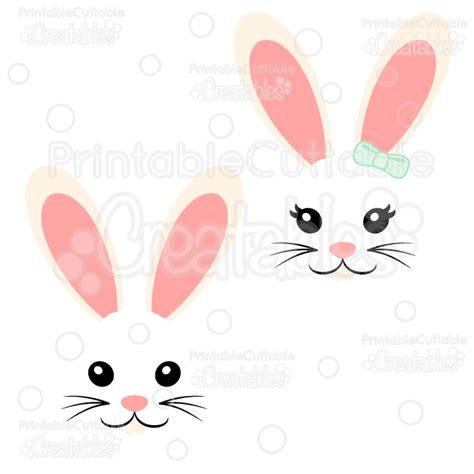 Girl And Boy Easter Bunny Face Free Svg Cut File And Clipart For Silhouette