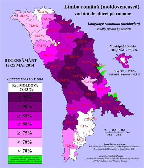 Romanian Moldavian Language By Districts In Moldova 2014 R