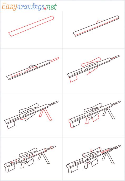 How To Draw A Barrett M82 Sniper Rifle Step By Step 8 Easy Phase