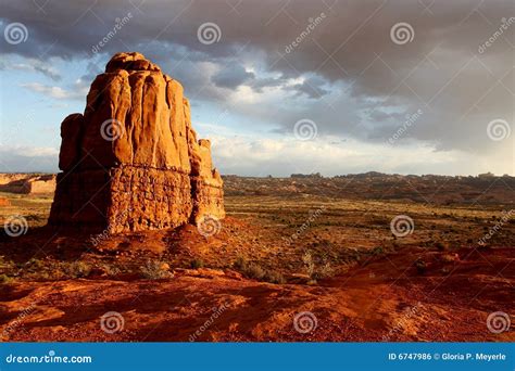 Red Rock Monolith Towers At Arches National Park Royalty Free Stock