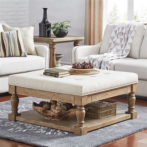 Get more out of your space by selecting the right shape based on the seating arrangement and size of your room. HomeVance Tufted Storage Coffee Table, Beig/Green | Coffee ...