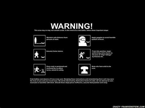 Hd Wallpaper Funny Warning Text Only Crabs Black Background 1024x768