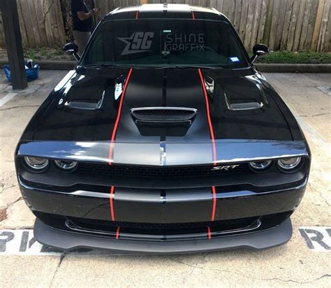 Matte Black And Red Stripes Challenger Stripes Dodge Mopar Srt