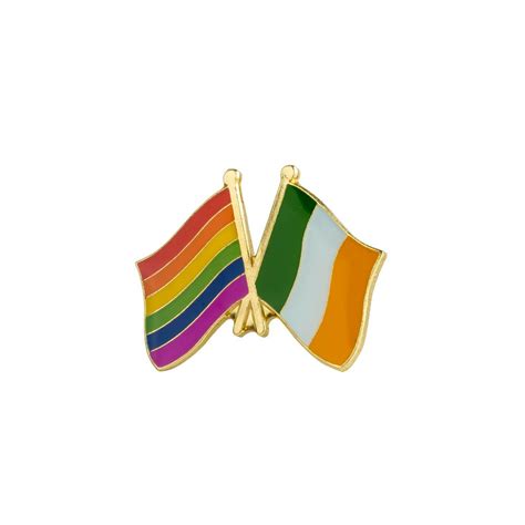 Ireland And Lgbt Rainbow Flag Enamel Lapel Pin Badge Brooch Gay Queer Pride Peace Bnwt New