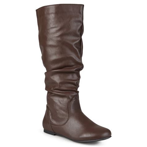 Womens Wide Calf Slouchy Round Toe Boots