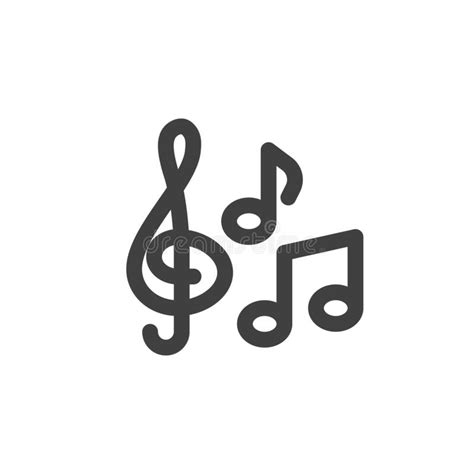 Treble Clef And Music Notes Line Icon Outline Vector Sign Linear