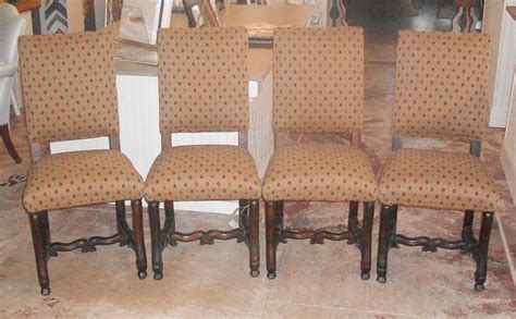 Upholstered Dining Chairs Trimmed With Brass Nail Heads Upholstered