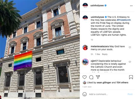 u s embassy to holy see faces backlash for celebrating pride month with rainbow flag ewtn