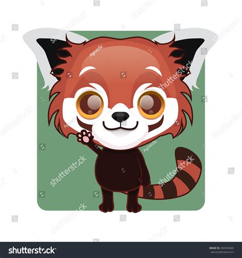 Cute Red Panda Mascot Waving Pose Stock Vector Illustration 294334400