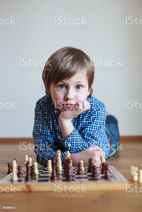 Cute Boy Playing Chess Stock Photo Download Image Now Boys Chess
