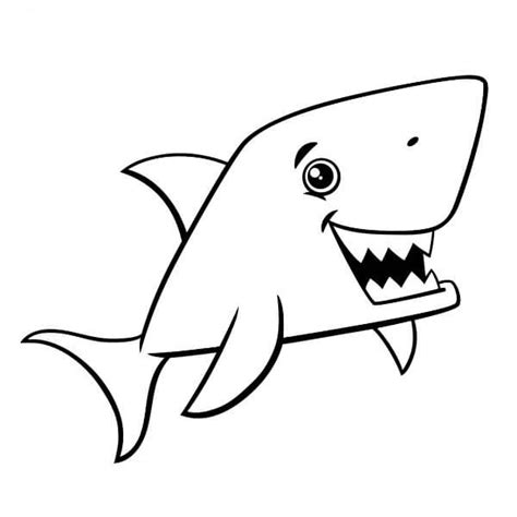 Tiburón de Dibujos Animados para colorear imprimir e dibujar
