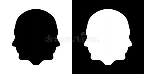 Double Human Face Silhouette Side View Stock Vector Illustration Of