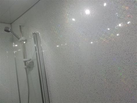 6 White Sparkle Diamond Effect Pvc Bathroom Cladding Shower Wall Panels