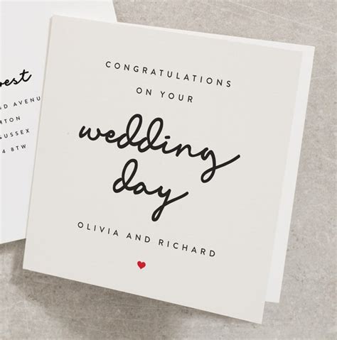 Congratulations Wedding Day Card Personalised Wedding Day Etsy