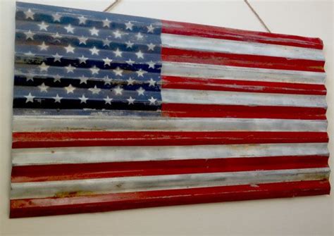 Rustic American Flag Salvaged Corrugated Metal Etsy Rustic American