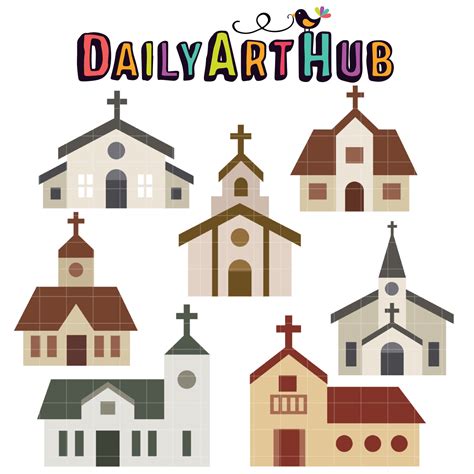Churches Clip Art Set Daily Art Hub Graphics Alphabets And Svg