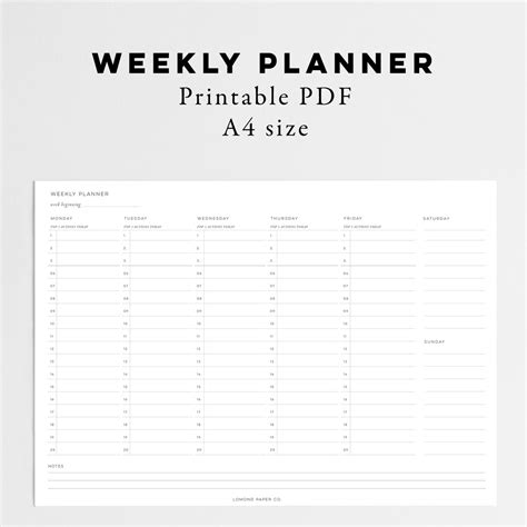 A4 Weekly Planner Printable