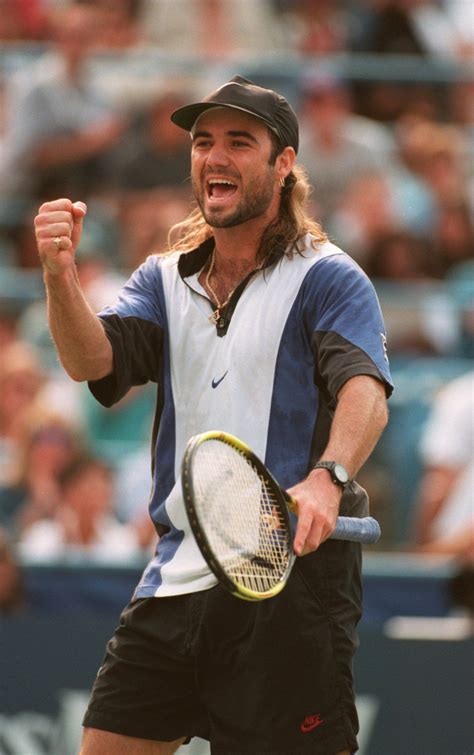 Andre Agassi Celebrates His Us Open Victory Over Wayne Ferreira In 1994