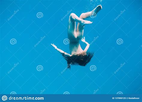 Naked Woman Swim In Sea Underwater In Ocean Stock Image Image Of Girl Dive