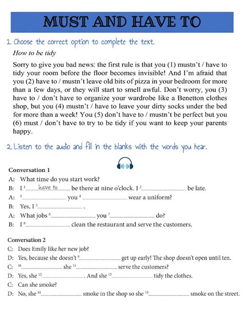 Must Or Have To Online Worksheet For English Iv You Can Do The