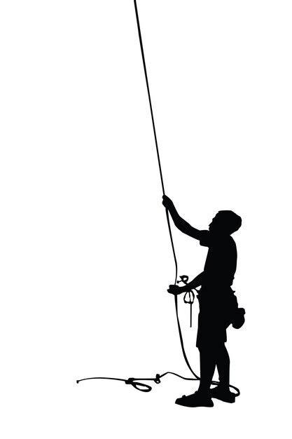 Premium Vector Ready To Climbing Rope Icon Vector Isolated Man Figures