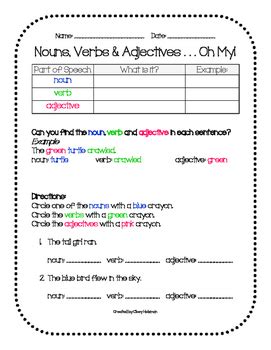 We did not find results for: Nouns, Verbs & Adjectives Worksheet by Cloey Holzman | TpT