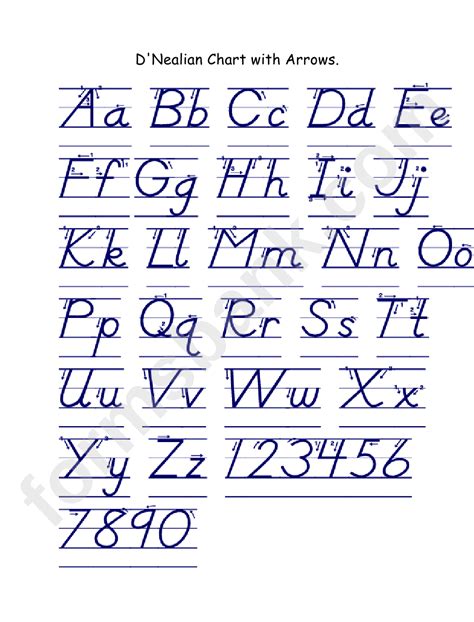 Dnealian Chart With Arrows Alphabet Printable Pdf Download