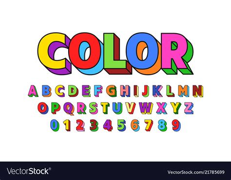 Colorful Font Design Alphabet Letters And Numbers Vector Image