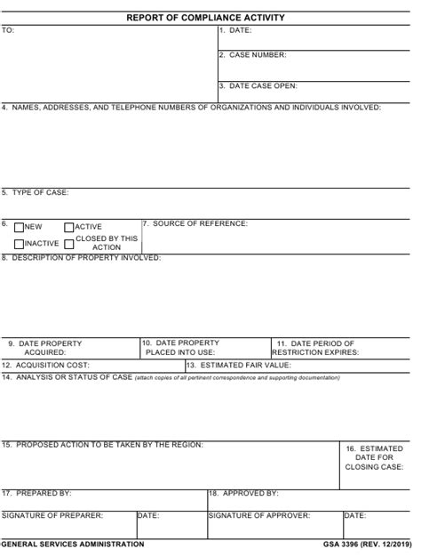 Gsa Form 3396 Fill Out Sign Online And Download Fillable Pdf
