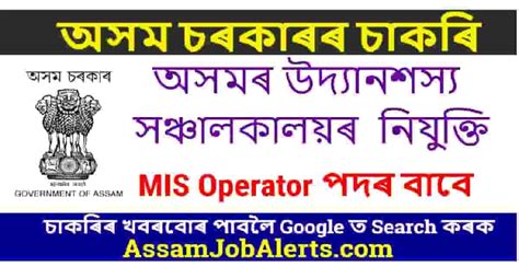 Directorate Of Horticulture Assam Recruitment For MIS Operator