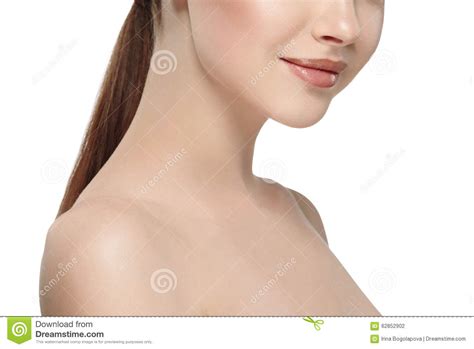 Woman S Beautiful Part Of The Face Nose Lips Chin And Shoulders
