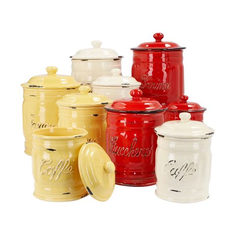 Ceramic Canister Sets For Kitchen Red Southern Living Canisters