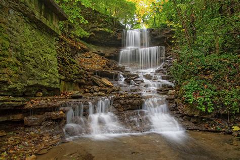 Autumn At West Milton Cascades An Ohio Waterfall Photograph By Ina