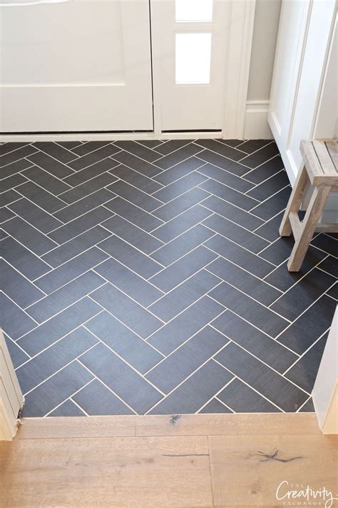 20 Black Herringbone Floor Tile