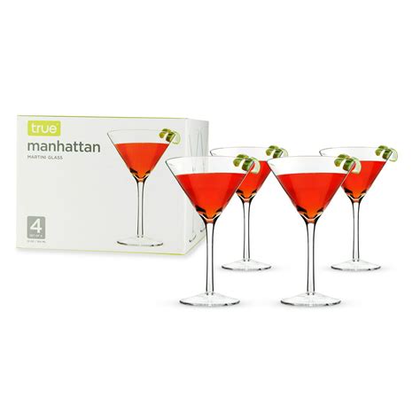 True Manhattan Martini Glass Set Of 4 Cocktail Coupes Clear Glass Dishwasher Safe Holds 12