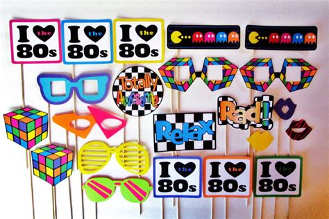 22 Piece I Love The 80s Photobooth Props By Sweetlolliprops Fiestas
