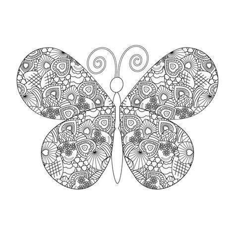 Butterfly Coloring In Collage Style Background White Outline Black