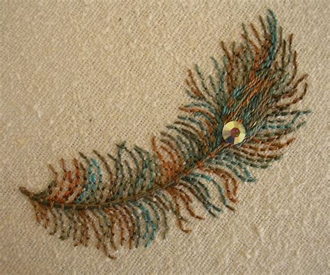 Stitched Peacock Feather Hand Embroidery Projects Needlepoint