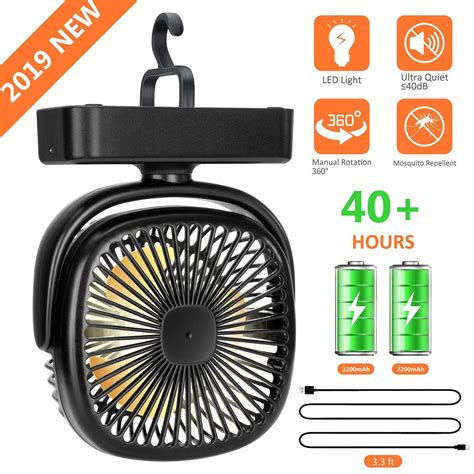 Comlife Portable Led Camping Lantern With Tent Ceiling Fan 4400 Mah
